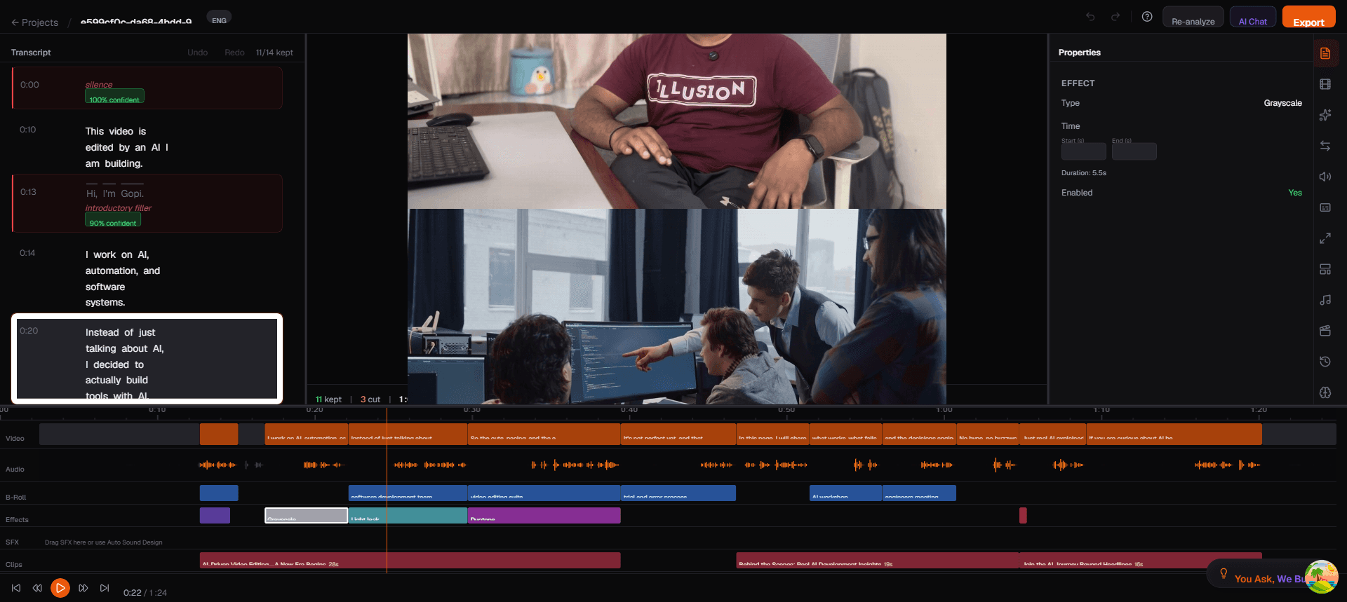 Properties Panel — Effect Selected